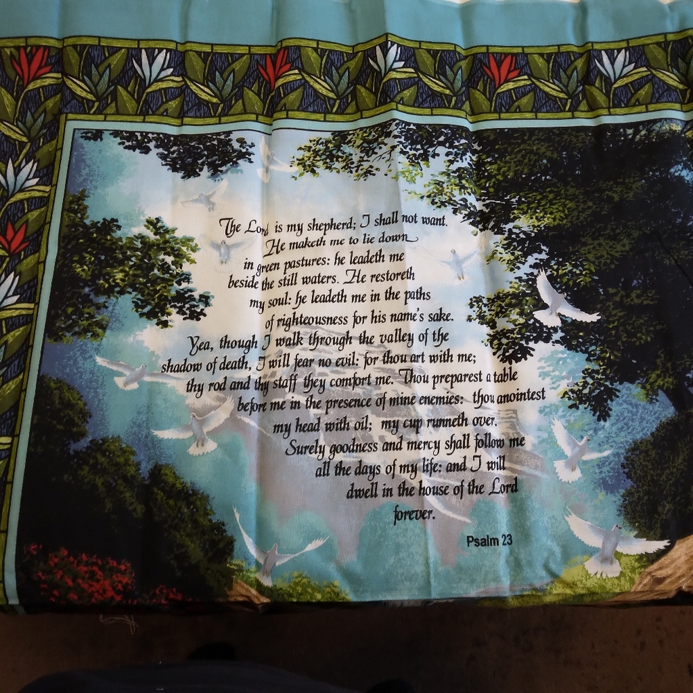 FABRIC PANEL "The Lord In My Shepherd 1 Ydx42 In Makes Lap Quilt Or Wall Hanging - Picture 9 of 11